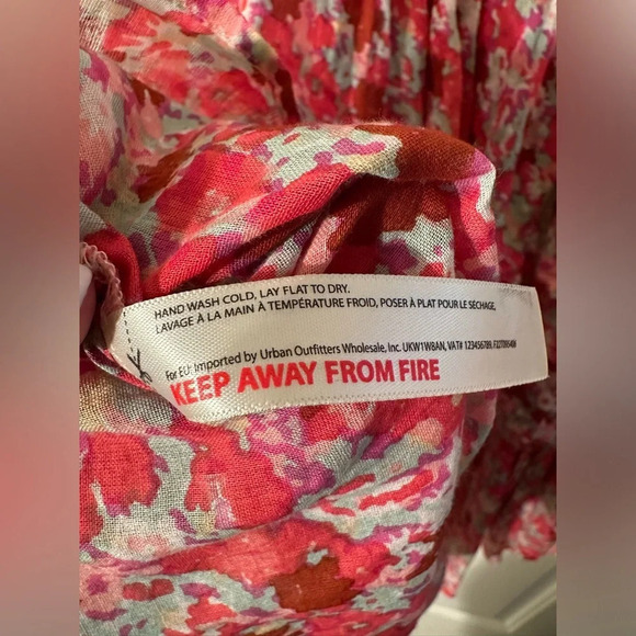 FP ONE Free People Pink Multi Floral Baby Doll Tiered Layers MED Spaghetti Strap - Picture 10 of 14